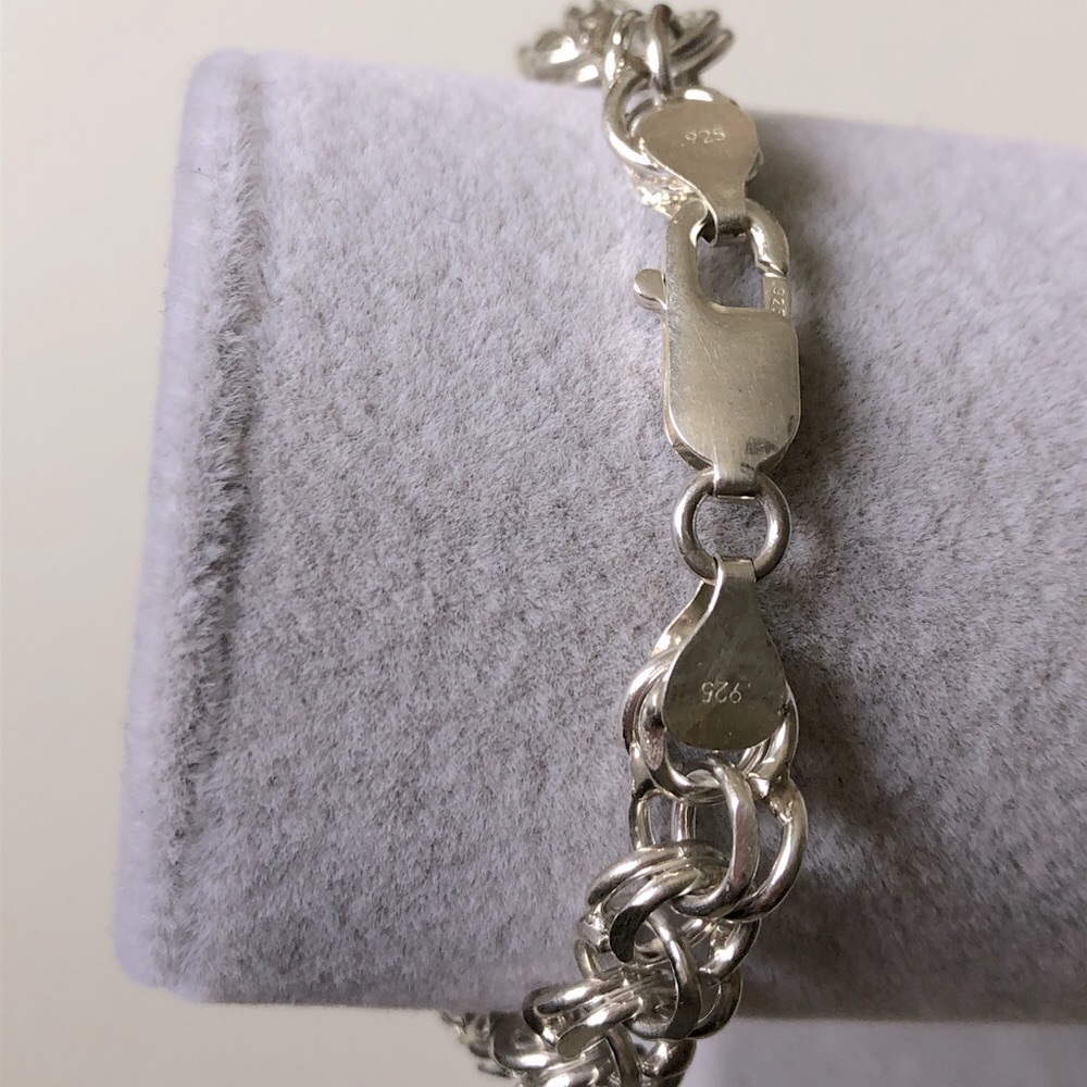 Unisex 925 Silver handmade chain link bracelet - Picture 2 of 3